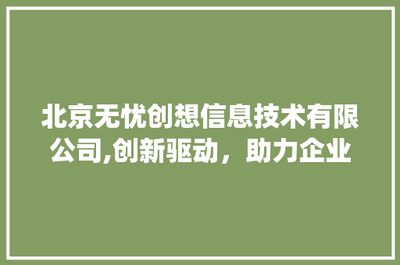 北京無憂創想信息技術 以創新為引擎，賦能企業數字化轉型